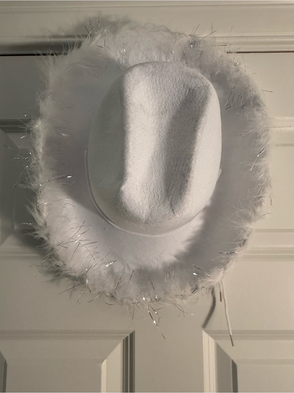 White Feather-Trim Cowboy Hat - Women Accessories